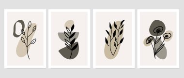 Duvar dekorasyonu, kartpostal ya da broşür kapağı tasarımı için yaratıcı minimalist el çizimleri. El çizimi vektör tasarımı elemanları. Vektör EPS10.