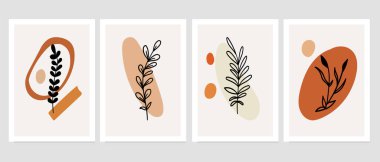 Duvar dekorasyonu, kartpostal ya da broşür kapağı tasarımı için yaratıcı minimalist el çizimleri. El çizimi vektör tasarımı elemanları. Vektör EPS10.