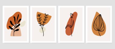 Duvar dekorasyonu, kartpostal ya da broşür kapağı tasarımı için yaratıcı minimalist el çizimleri. El çizimi vektör tasarımı elemanları. Vektör EPS10.