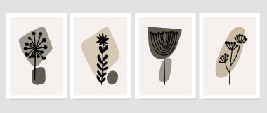 Duvar dekorasyonu, kartpostal ya da broşür kapağı tasarımı için yaratıcı minimalist el çizimleri. El çizimi vektör tasarımı elemanları. Vektör EPS10.