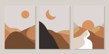 Duvar dekorasyonu, kartpostal ya da broşür kapağı tasarımı için yaratıcı minimalist el çizimleri. El çizimi vektör tasarımı elemanları. Vektör EPS10.