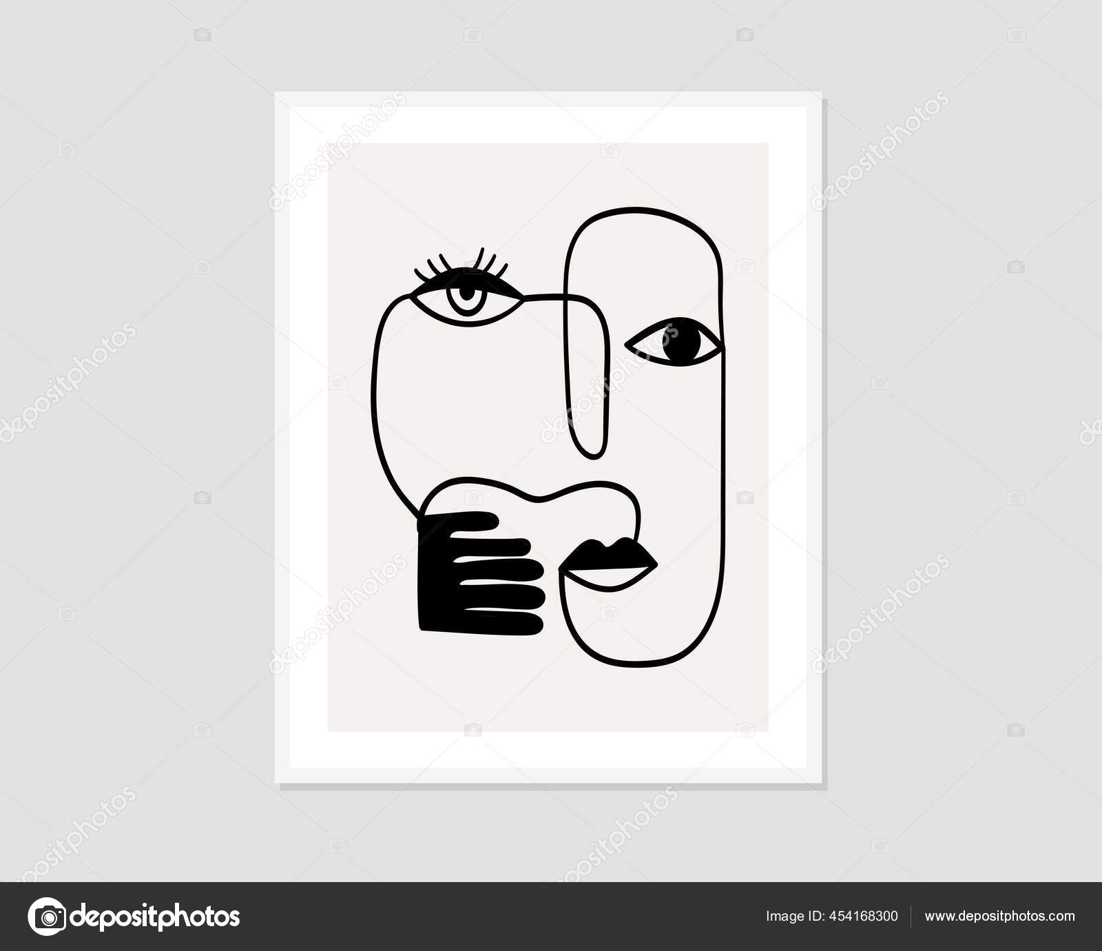 One Line Drawing Abstract Faces Modern Continuous Line Art Vector Vector Image By C Kissmediary Vector Stock