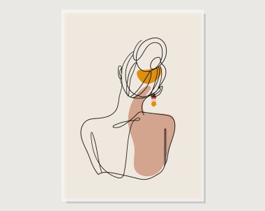 Modern minimalizm sanatı, estetik yapı. Soyut kadın portresi minimalist tarzda. Vektör EPS10.