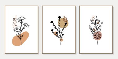 Duvar dekorasyonu, kartpostal ya da broşür kapağı tasarımı için yaratıcı minimalist el çizimleri. El çizimi vektör tasarımı elemanları. Vektör EPS10.