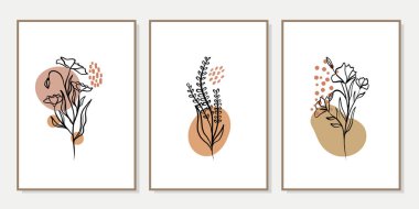 Duvar dekorasyonu, kartpostal ya da broşür kapağı tasarımı için yaratıcı minimalist el çizimleri. El çizimi vektör tasarımı elemanları. Vektör EPS10.