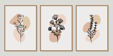 Duvar dekorasyonu, kartpostal ya da broşür kapağı tasarımı için yaratıcı minimalist el çizimleri. El çizimi vektör tasarımı elemanları. Vektör EPS10.