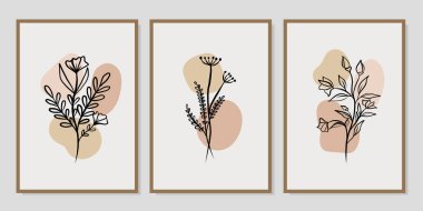 Duvar dekorasyonu, kartpostal ya da broşür kapağı tasarımı için yaratıcı minimalist el çizimleri. El çizimi vektör tasarımı elemanları. Vektör EPS10.