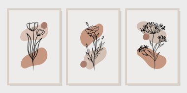 Duvar dekorasyonu, kartpostal ya da broşür kapağı tasarımı için yaratıcı minimalist el çizimleri. El çizimi vektör tasarımı elemanları. Vektör EPS10.