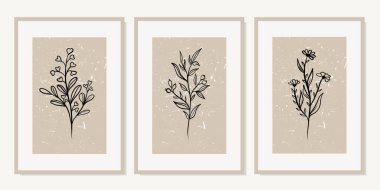 Duvar dekorasyonu, kartpostal ya da broşür kapağı tasarımı için yaratıcı minimalist el çizimleri. El çizimi vektör tasarımı elemanları. Vektör EPS10.