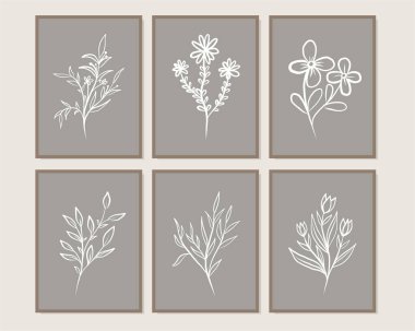 Duvar dekorasyonu, kartpostal ya da broşür kapağı tasarımı için yaratıcı minimalist el çizimleri. El çizimi vektör tasarımı elemanları. Vektör EPS10.