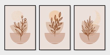 Duvar dekorasyonu, kartpostal ya da broşür kapağı tasarımı için yaratıcı minimalist el çizimleri. El çizimi vektör tasarımı elemanları. Vektör EPS10.