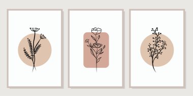 Duvar dekorasyonu, kartpostal ya da broşür kapağı tasarımı için yaratıcı minimalist el çizimleri. El çizimi vektör tasarımı elemanları. Vektör EPS10.