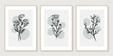 Duvar dekorasyonu, kartpostal ya da broşür kapağı tasarımı için yaratıcı minimalist el çizimleri. El çizimi vektör tasarımı elemanları. Vektör EPS10.