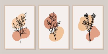 Duvar dekorasyonu, kartpostal ya da broşür kapağı tasarımı için yaratıcı minimalist el çizimleri. El çizimi vektör tasarımı elemanları. Vektör EPS10.
