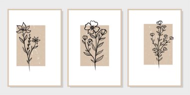 Duvar dekorasyonu, kartpostal ya da broşür kapağı tasarımı için yaratıcı minimalist el çizimleri. El çizimi vektör tasarımı elemanları. Vektör EPS10.