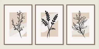 Duvar dekorasyonu, kartpostal ya da broşür kapağı tasarımı için yaratıcı minimalist el çizimleri. El çizimi vektör tasarımı elemanları. Vektör EPS10.