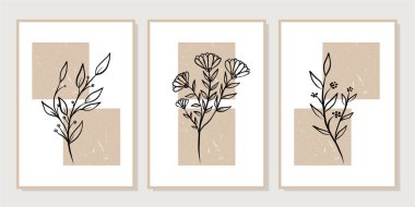 Duvar dekorasyonu, kartpostal ya da broşür kapağı tasarımı için yaratıcı minimalist el çizimleri. El çizimi vektör tasarımı elemanları. Vektör EPS10.