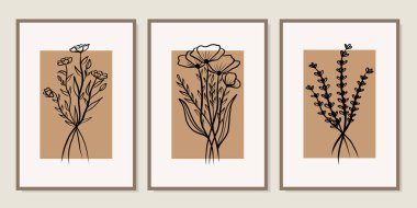 Duvar dekorasyonu, kartpostal ya da broşür kapağı tasarımı için yaratıcı minimalist el çizimleri. El çizimi vektör tasarımı elemanları. Vektör EPS10.