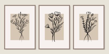 Duvar dekorasyonu, kartpostal ya da broşür kapağı tasarımı için yaratıcı minimalist el çizimleri. El çizimi vektör tasarımı elemanları. Vektör EPS10.