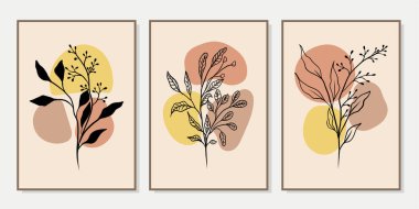 Duvar dekorasyonu, kartpostal ya da broşür kapağı tasarımı için yaratıcı minimalist el çizimleri. El çizimi vektör tasarımı elemanları. Vektör EPS10.