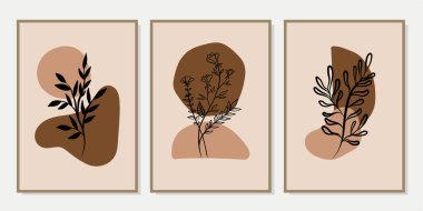 Duvar dekorasyonu, kartpostal ya da broşür kapağı tasarımı için yaratıcı minimalist el çizimleri. El çizimi vektör tasarımı elemanları. Vektör EPS10.