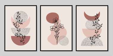 Duvar dekorasyonu, kartpostal ya da broşür kapağı tasarımı için yaratıcı minimalist el çizimleri. El çizimi vektör tasarımı elemanları. Vektör EPS10.