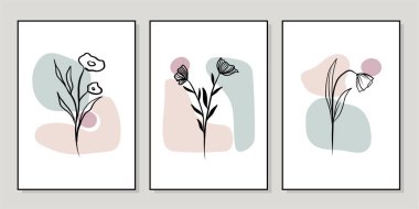 Duvar dekorasyonu, kartpostal ya da broşür kapağı tasarımı için yaratıcı minimalist el çizimleri. El çizimi vektör tasarımı elemanları. Vektör EPS10.