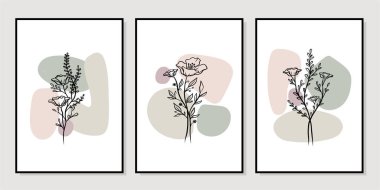 Duvar dekorasyonu, kartpostal ya da broşür kapağı tasarımı için yaratıcı minimalist el çizimleri. El çizimi vektör tasarımı elemanları. Vektör EPS10.