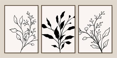 Duvar dekorasyonu, kartpostal ya da broşür kapağı tasarımı için yaratıcı minimalist el çizimleri. El çizimi vektör tasarımı elemanları. Vektör EPS10.