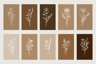 Duvar dekorasyonu, kartpostal ya da broşür kapağı tasarımı için yaratıcı minimalist el çizimleri. El çizimi vektör tasarımı elemanları. Vektör EPS10.