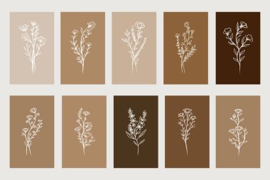 Duvar dekorasyonu, kartpostal ya da broşür kapağı tasarımı için yaratıcı minimalist el çizimleri. El çizimi vektör tasarımı elemanları. Vektör EPS10.