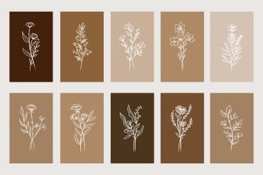 Duvar dekorasyonu, kartpostal ya da broşür kapağı tasarımı için yaratıcı minimalist el çizimleri. El çizimi vektör tasarımı elemanları. Vektör EPS10.