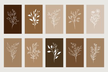 Duvar dekorasyonu, kartpostal ya da broşür kapağı tasarımı için yaratıcı minimalist el çizimleri. El çizimi vektör tasarımı elemanları. Vektör EPS10.