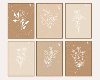 Duvar dekorasyonu, kartpostal ya da broşür kapağı tasarımı için yaratıcı minimalist el çizimleri. El çizimi vektör tasarımı elemanları. Vektör EPS10.