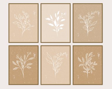 Duvar dekorasyonu, kartpostal ya da broşür kapağı tasarımı için yaratıcı minimalist el çizimleri. El çizimi vektör tasarımı elemanları. Vektör EPS10.