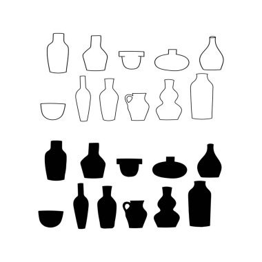 Duvar dekorasyonu, kartpostal ya da broşür kapağı tasarımı için yaratıcı minimalist el çizimleri. El çizimi vektör tasarımı elemanları. Vektör EPS10.