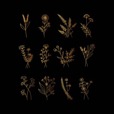 Duvar dekorasyonu, kartpostal ya da broşür kapağı tasarımı için yaratıcı minimalist el çizimleri. El çizimi vektör tasarımı elemanları. Vektör EPS10.