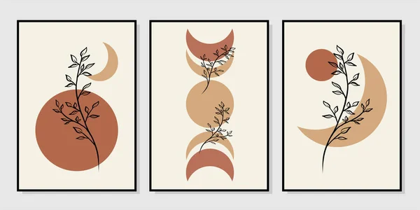Duvar Dekorasyonu Kartpostal Broşür Kapağı Tasarımı Için Yaratıcı Minimalist Çizimleri — Stok Vektör