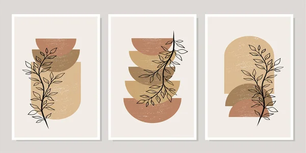 Set Van Creatieve Minimalistische Met Hand Getekende Illustraties Voor Wanddecoratie — Stockvector