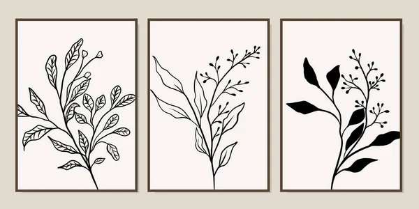 Set Illustrazioni Creative Minimaliste Disegnate Mano Decorazione Della Parete Cartolina — Vettoriale Stock