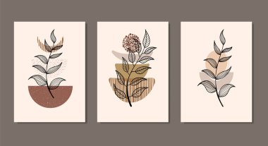 Duvar dekorasyonu, kartpostal ya da broşür kapağı tasarımı için yaratıcı minimalist el çizimleri. El çizimi vektör tasarımı elemanları. Vektör EPS10.