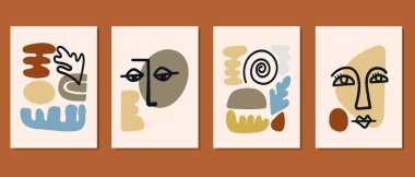 Duvar dekorasyonu, kartpostal ya da broşür kapağı tasarımı için yaratıcı minimalist el çizimleri. El çizimi vektör tasarımı elemanları. Vektör EPS10.