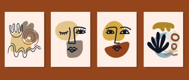 Duvar dekorasyonu, kartpostal ya da broşür kapağı tasarımı için yaratıcı minimalist el çizimleri. El çizimi vektör tasarımı elemanları. Vektör EPS10.