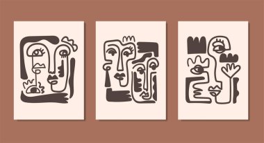 Duvar dekorasyonu, kartpostal ya da broşür kapağı tasarımı için yaratıcı minimalist el çizimleri. El çizimi vektör tasarımı elemanları. Vektör EPS10.