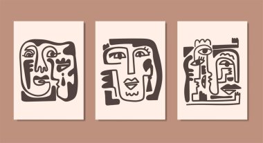 Duvar dekorasyonu, kartpostal ya da broşür kapağı tasarımı için yaratıcı minimalist el çizimleri. El çizimi vektör tasarımı elemanları. Vektör EPS10.