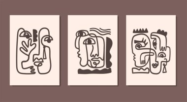 Duvar dekorasyonu, kartpostal ya da broşür kapağı tasarımı için yaratıcı minimalist el çizimleri. El çizimi vektör tasarımı elemanları. Vektör EPS10.