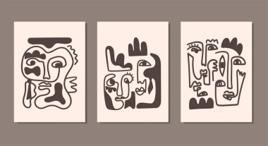 Duvar dekorasyonu, kartpostal ya da broşür kapağı tasarımı için yaratıcı minimalist el çizimleri. El çizimi vektör tasarımı elemanları. Vektör EPS10.