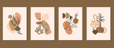 Duvar dekorasyonu, kartpostal ya da broşür kapağı tasarımı için yaratıcı minimalist el çizimleri. El çizimi vektör tasarımı elemanları. Vektör EPS10.