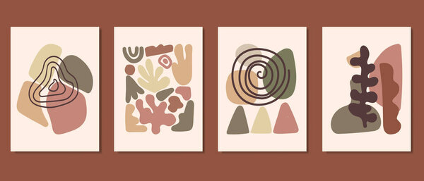 Набор креативных минималистских иллюстраций для оформления стен, открыток или обложек брошюр. Ручной рисунок векторных элементов конструкции. Вектор S10.