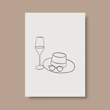 Vektör resminin asgari ve soyut sürekli çizimi. Vektör EPS10.